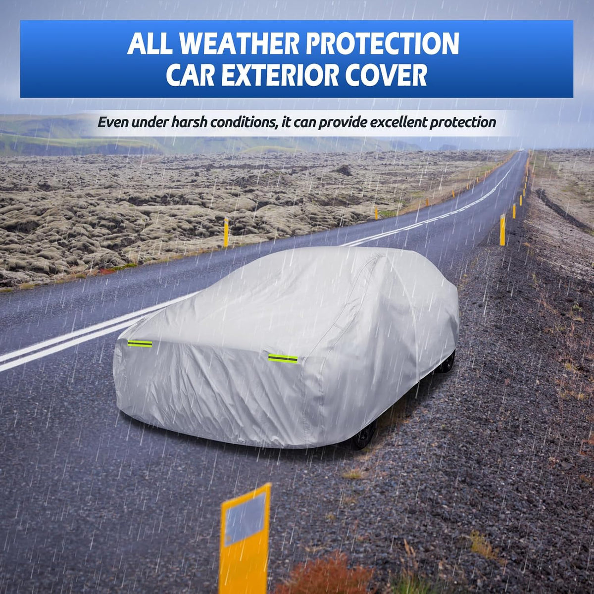 6 Layers Car Cover Waterproof All Weather for Automobiles, Size A3 with Zipper Cotton Fit for Toyota Camry, Honda Accord, Ford Mustang, Chevy Camaro/Malibu,Kia Optima/K5 (187-198 inch)