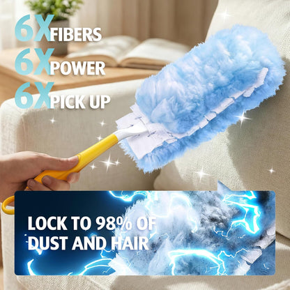 Duster Refill for Swiffer Duster, 30 Count Heavy Duty 2 Side 360° Duster Refills with 1 Handle, 4X Microfibers, Disposable Multi Surface Dusters for Cleaning