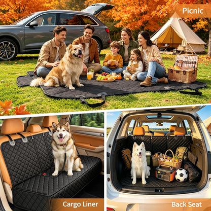Yuntec Dog Car Seat Cover, Back Seat Cover for Dogs Pet Car Seat Protector Waterproof Rear Seat Cover Durable Car Seat Cover, fits Middle Armrest for Most Cars SUVs Trucks (53” Width)- Black
