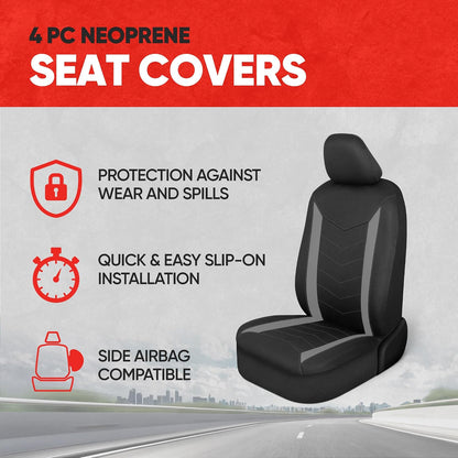 Motor Trend AquaShield Waterproof Front Seat Covers, Black Seat Covers for Cars – Neoprene Front Car Seats Cover, SUV Seat Covers Protector - Car Interior Cover for Auto, Trucks, & Dog Owners