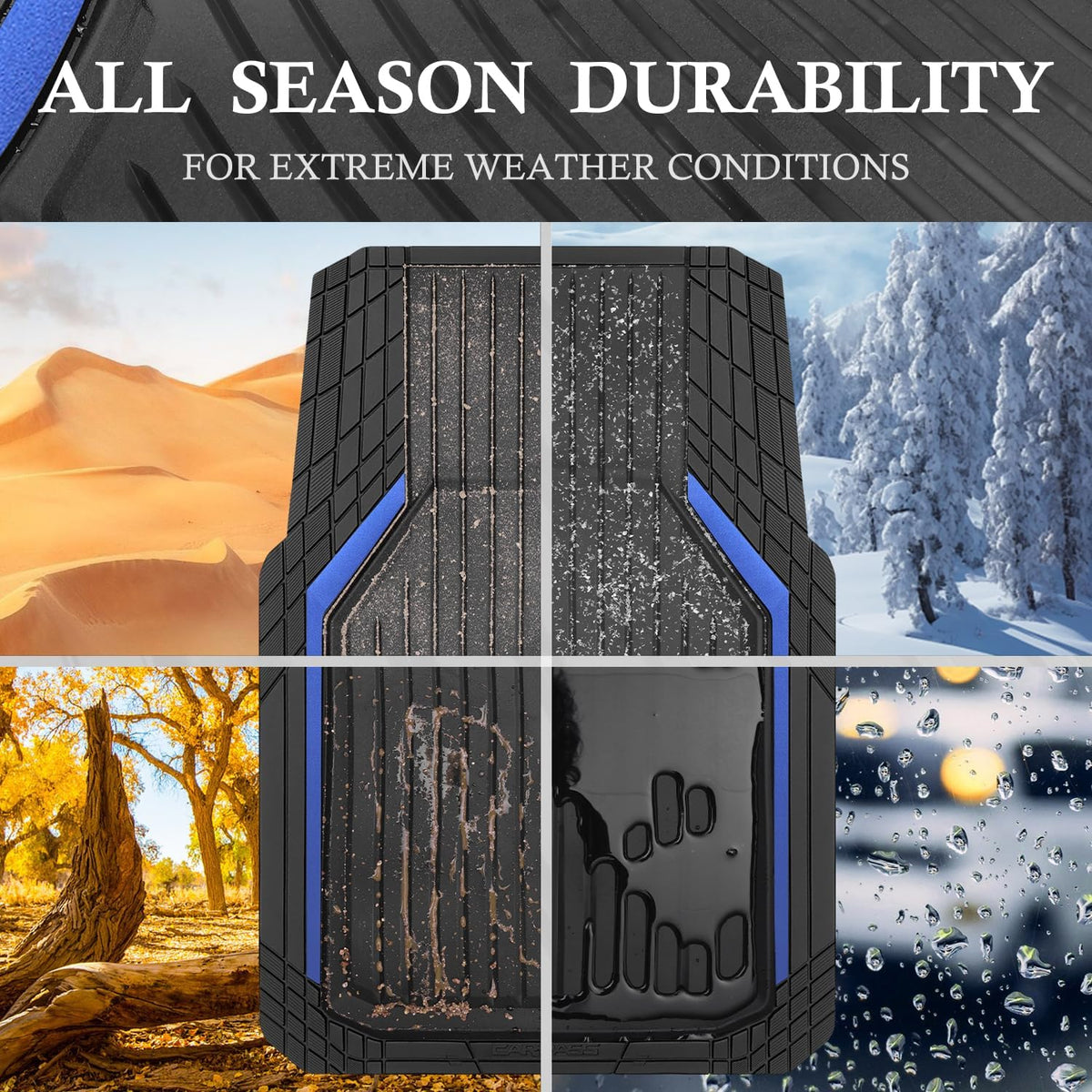 CAR PASS Heavy Duty Rubber Floor Mats for Car, Waterproof Liner Deep Dish Car Mats Full Sets, Universal Trim to Fit for SUV Truck Sedans Vans, All Weather Automotive Floor Mats 3pcs, Solid Black