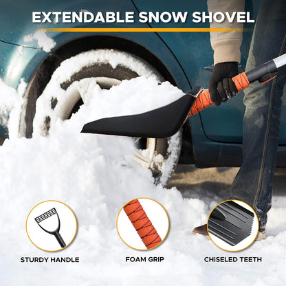 Autovir 27" Snow Brush and Ice Scrapers for Car Windshield (1 Pack), Window Ice and Snow Scraper with Ergonomic Foam Grip, Snow Windshield Scraper with Aluminum Body, Winter Car Accessories (Green)
