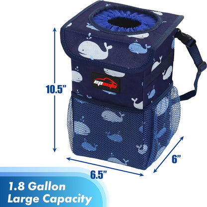 EPAuto Waterproof Car Trash Can with Lid and Storage Pockets, 2.5 Gallon, Black