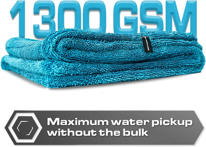 Blackline 24"x36" Twisted-Loop Car Drying Towel, 1300GSM, Streak Free, Lint Free, Reusable - Car Accessories, Microfiber Cleaning Cloth for Car, Truck, SUV - One Pass is All You Need