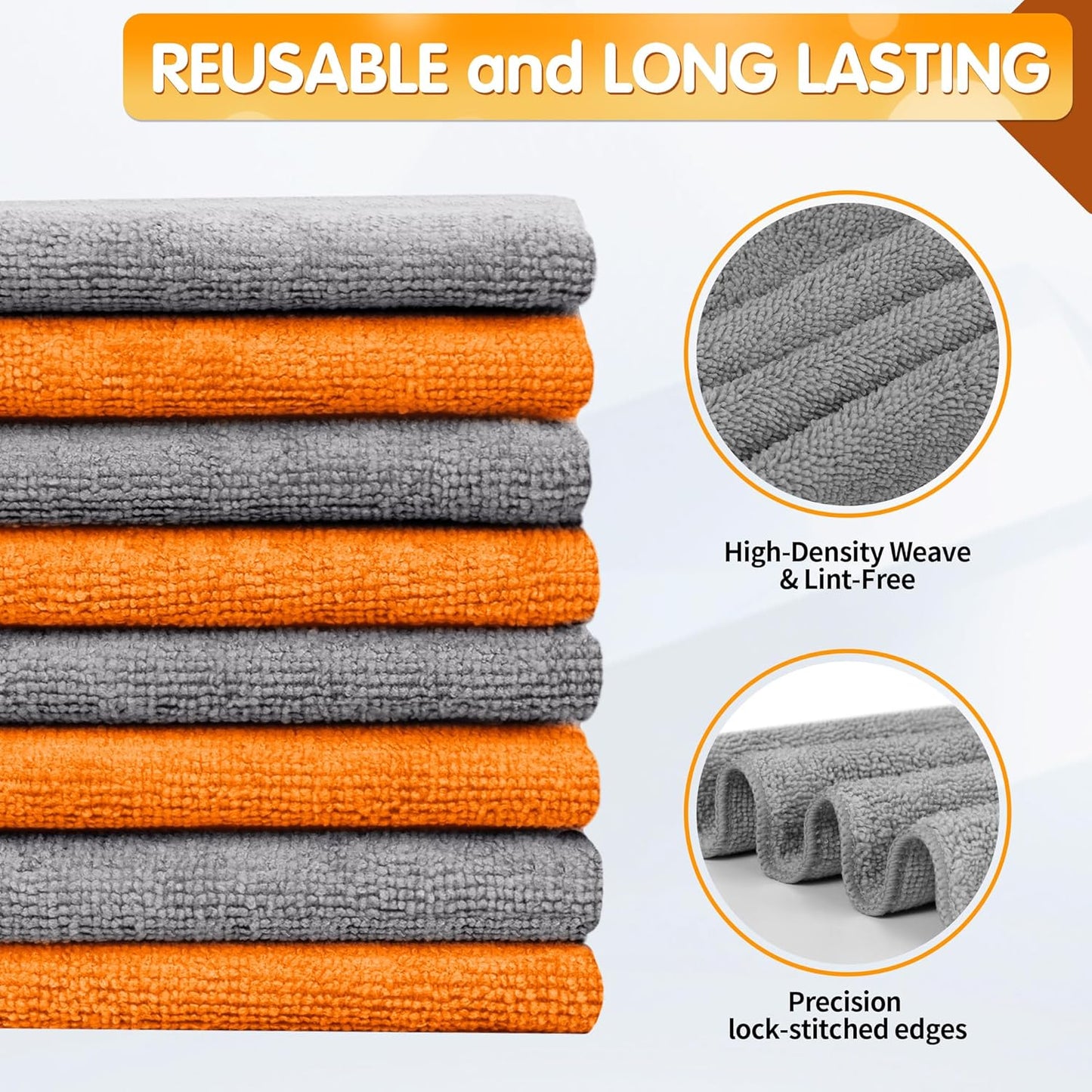 FIXSMITH Microfiber Cleaning Cloth - Pack of 50, Microfiber Towels for Cars 16 x 12 in, Highly Absorbent Cleaning Rags, Lint-Free, Streak-Free Cleaning Cloths for Car Kitchen Home Office