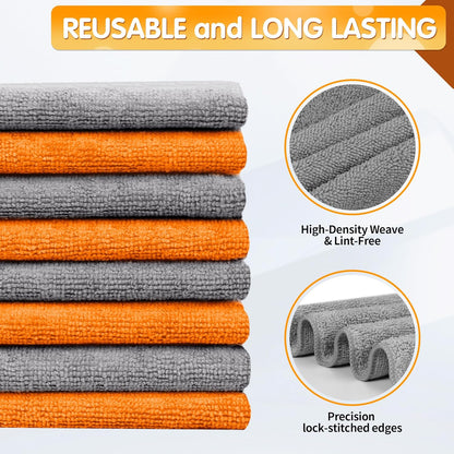 FIXSMITH Microfiber Cleaning Cloth - Pack of 50, Microfiber Towels for Cars 16 x 12 in, Highly Absorbent Cleaning Rags, Lint-Free, Streak-Free Cleaning Cloths for Car Kitchen Home Office