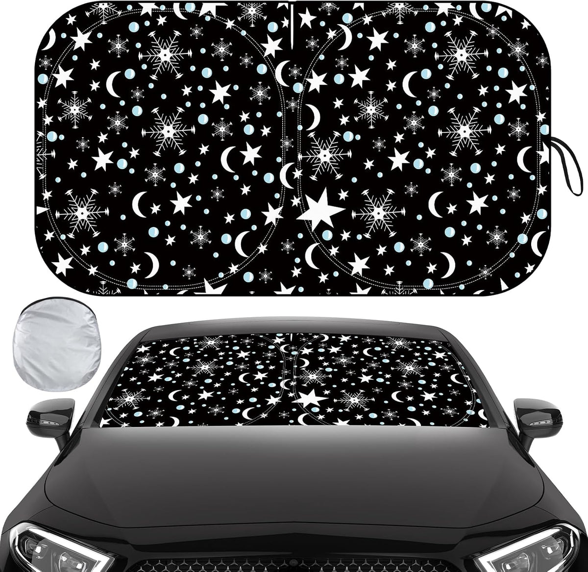 Iridescent Sun Shade for Car Windshield, Foldable Universal Car Windshield Upgrade Sunshade Enhanced UV Rays Reflective Sun Visor Shade Keeps Vehicle Cool