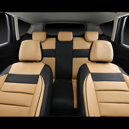 CAR PASS Faux Leather Car Seat Covers Front Seats Only, 3D Foam Support Car Seat Covers, Universal fit for Trucks Vans SUVs Sedans Automotive Comfortable, Airbag Compatible 2 Pieces Front Solid Black