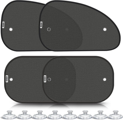 2026 New Upgrade Car Window Shades for Side Window(4 Pack),Car Window Shade for Baby with 8 Suction Cups,Sun Shade Side Window Can Blocks 99.98% UVR,Sun Shade for Window