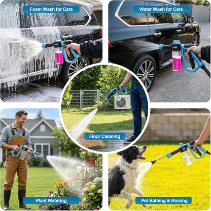 Car Wash Foam Gun for Garden Hose, Foam Cannon Car Wash Kit with Microfiber Wash Mitt, High Pressure Nozzle & 3 Spray Modes, Hose Foam Blaster for Cars, Trucks, RV, Motorcycle Cleaning - Blue