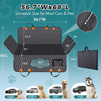 Chumajor Back Seat Extender for Dogs-Supports 400lb,Waterproof Dog Car Seat Cover Hard Bottom-Detachable,600D Heavy Duty Scratch Proof Nonslip Soft,Dog Hammock for Car,SUVs