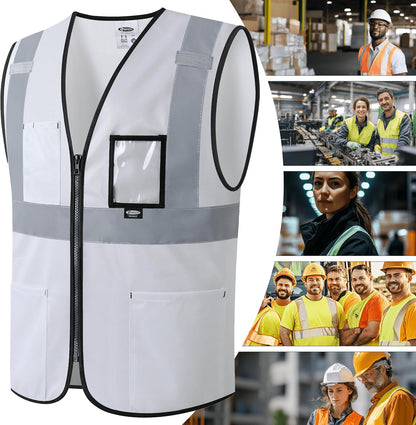 JKSafety Safety Vest for men women Hi Vis Vest with Pockets and Zipper High Visibility Meet ANSI Standard（BX310