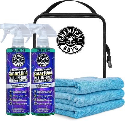 Chemical Guys Raging Rhino Waterless Car Wash And Quick Detailer Spray, No Rinse Exterior Cleaner For Paint, Glass, Wheels, Plastic, And Chrome, Spray And Wipe Shine, 20 Fl Oz