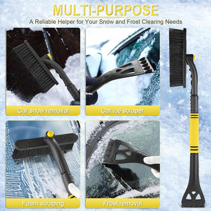 LivTee 32" Extendable Ice Scraper & Snow Brush for Car Windshield, 360° Rotating Snow Removal Tool for Cars, Trucks & SUVs, Automotive Winter Essentials & Car Accessories for Men, Orange