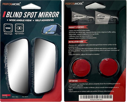 Blind Spot Mirror 2 Pack, 2 Inch Round HD Glass Convex Mirror for Car, Wide Angle Side Rearview, Waterproof 3M Adhesive, Easy Installation for Cars SUV and Trucks - Performore