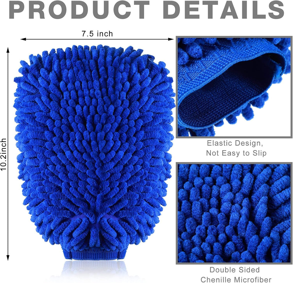 Riakrum 12 Pcs Car Wash Mitts - Chenille Microfiber Mitts Scratch Free Ultra Absorbent Wash Sponge Cloths for Cars, Trucks and Boats - Regular Size, 7.5'' x 10.2''