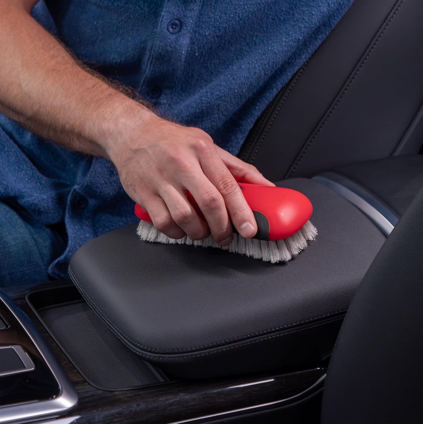 Mothers Stiff Bristle Carpet and Upholstery Cleaning Scrub Brush for Automotive, Home, Couch, Stain Remover