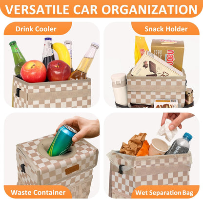 Vankor Car Trash Can Bin with Lid Hanging for Back Seat, Car Accessories for Women Men Leak Proof Automotive Garbage Cans Leakproof Vehicle Trash Can for Truck SUV Black