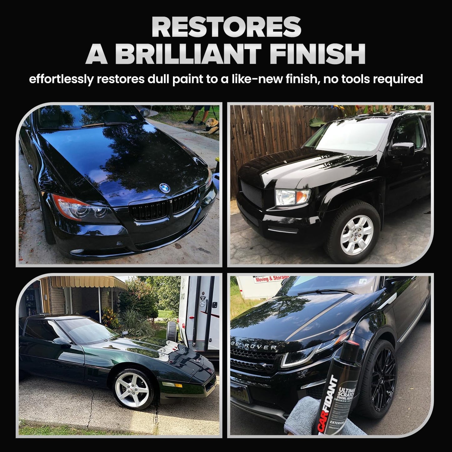 Carfidant Black Scratch and Swirl Remover - Car Scratch Remover for Paint Scratches - Polishing Compound for Cars Kit with Buffer Pad - Buffing Compound for Car Paint Restorer