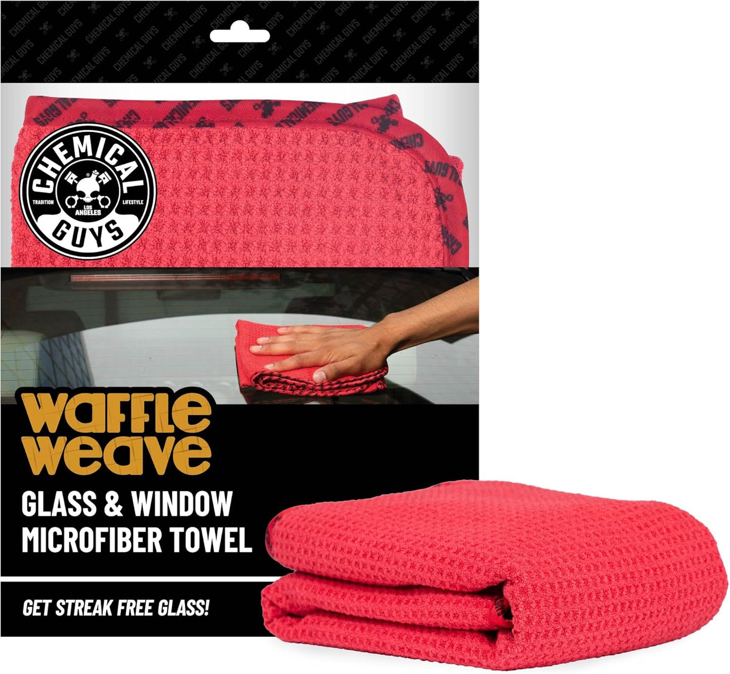 Chemical Guys Waffle Weave Gray Matter Microfiber Drying Towel - 25" x 36", Premium Blend Microfiber Towel with Soft-Banded Edging for Scratch-Free Car Drying, Ultra Absorbent