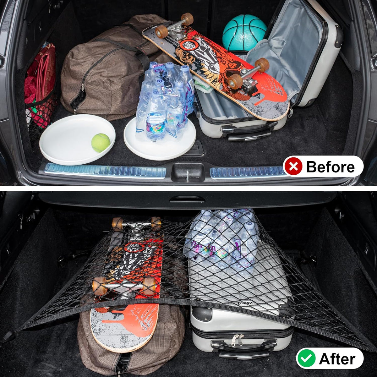 Elastic Cargo Net for SUV, Car Trunk Net Organizer with ABS Hook Storage Mesh Cargo Nets 27.5 x 19.6 inches for Truck Bed Tailgate Netting Accessories
