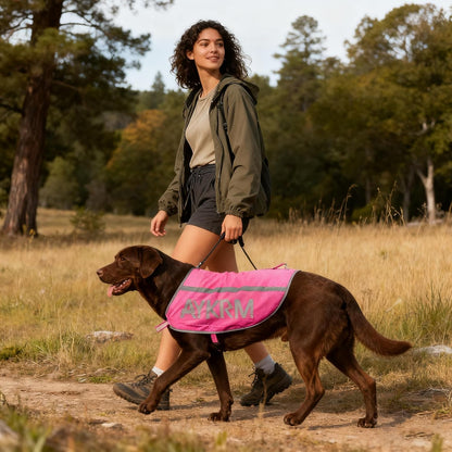 Pink Reflective Dog Vest for Large Breeds,High Visibility Dog Safety Vest Harness with Removable Bell Keep Safe from Hunting, Training & Cars Accidents