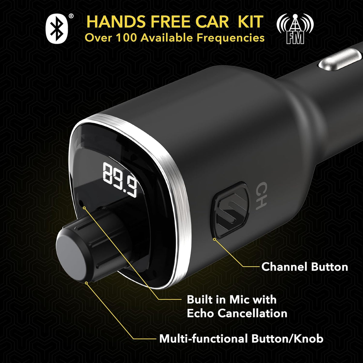 Scosche BTAXS2 Hands-Free Audio Kit, Bluetooth Receiver for Car Stereo with Noise Cancelling and Relocation Mount, 3.5mm Bluetooth Adapter for Car Radio AUX input Compatible with Siri/Google Assistant
