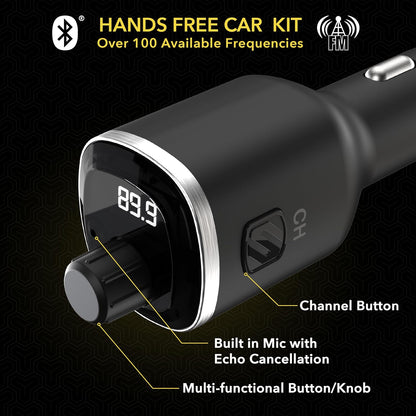 Scosche BTAXS2 Hands-Free Audio Kit, Bluetooth Receiver for Car Stereo with Noise Cancelling and Relocation Mount, 3.5mm Bluetooth Adapter for Car Radio AUX input Compatible with Siri/Google Assistant