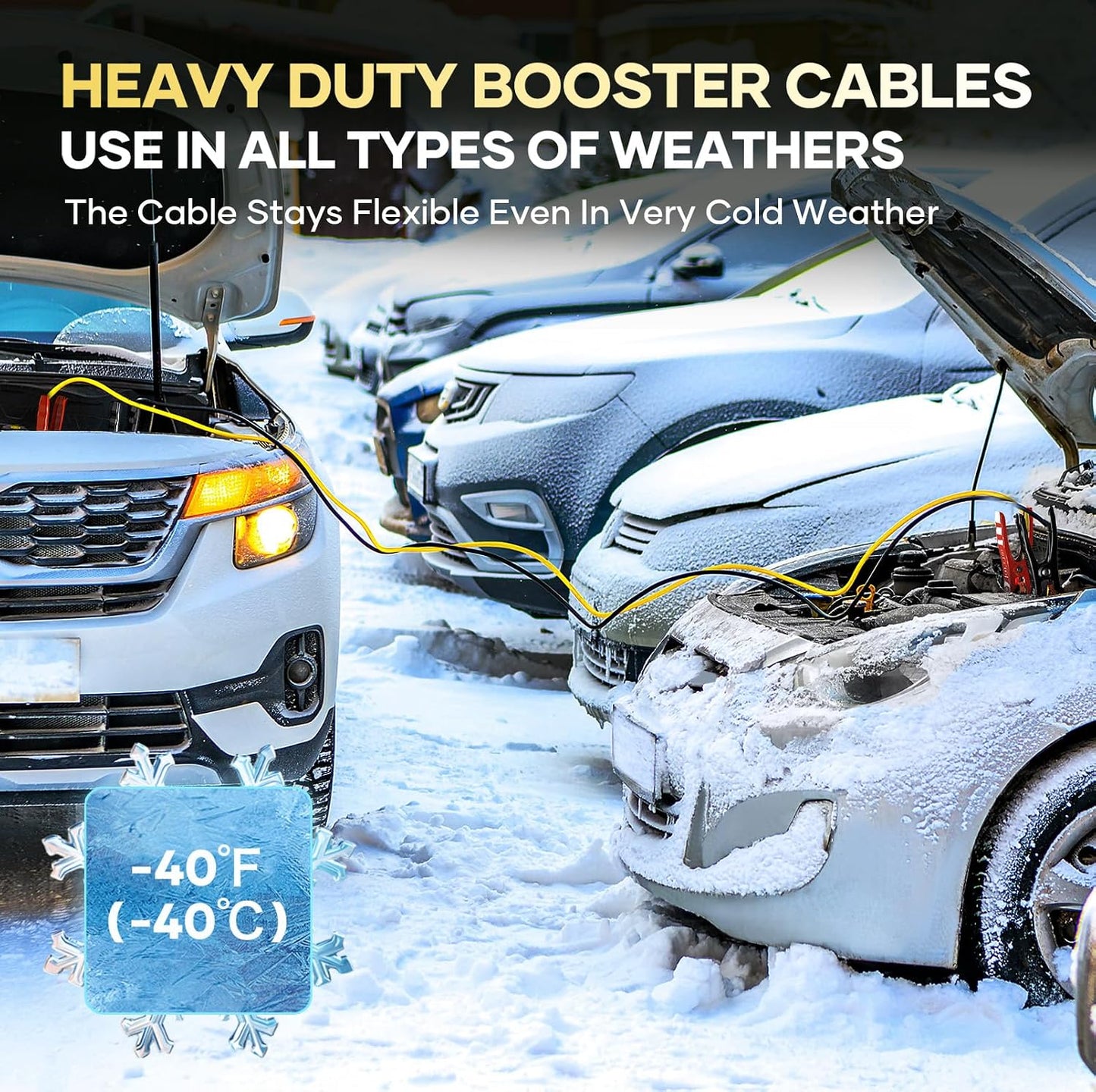 Jumper Cables for Car Battery, 8 Gauge 12 Feet Automotive Booster Cables, for Jump Starting Dead or Weak Batteries with Carry Bag