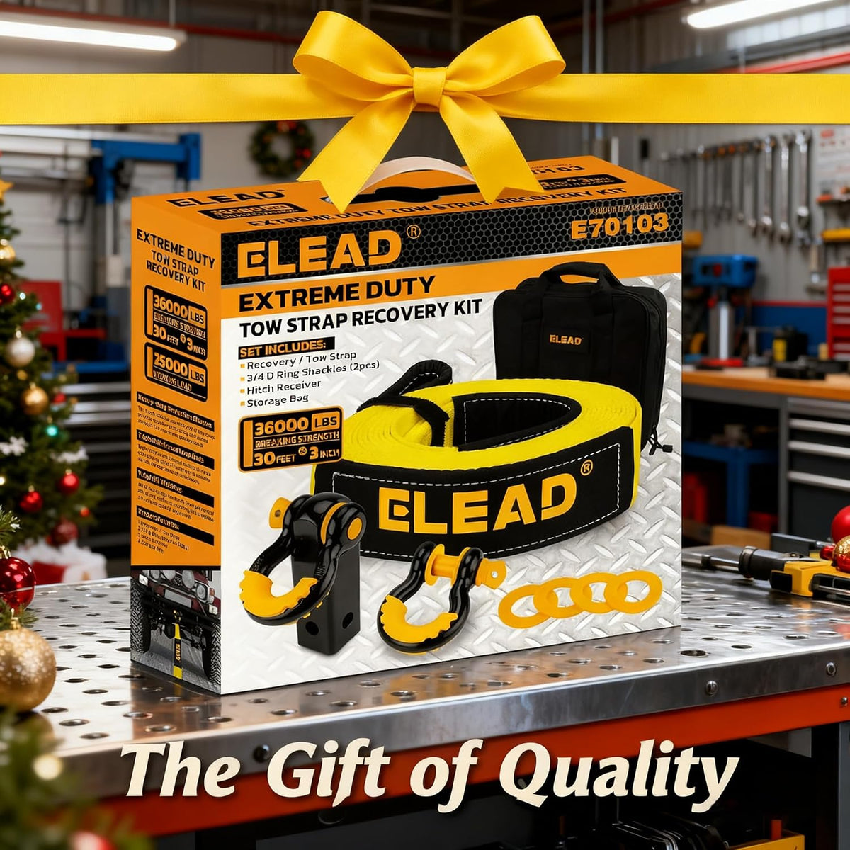 3" x 30Ft Recovery Tow Strap Heavy Duty with Hooks - 36000 LBS Break Strength, 3/4 D Ring Shackles (2pcs), Emergency Recovery Strap Tow Rope for Truck, SUV, ATV Offroad Vehicle