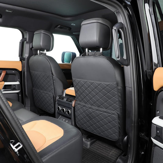 TAIKOO Seat Back Protector + Large Capacity Pocket Storage Organizer,Preventing the Impact of Children Stepping on the Seat Backrest (Black)