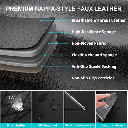 Car Seat Covers Full Set, Pink Leather Seat Covers for Car 5 Seats, Waterproof Car Seat Protector Front Seats Back Seat Cover, Automotive Carseat Cover Universal Fit for Most Cars SUV