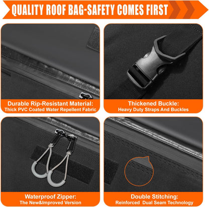 Sailnovo Rooftop Cargo Carrier Roof Bag, 20 Cubic feet Soft Waterproof Car Roof Bag fit Cars with/Without Rack, 6 Tie-Down Straps, 6 Door Hooks, Foldable Car Top Carrier for Road Trip Camping Travel