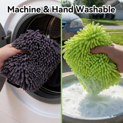 4Pack Scratch-Free Car Wash Mitt with Elastic Wrist Cuff & Waterproof Lining, High-Density Microfiber Mitt for Car Detailing, Protects Hands & Paint,Household Cleaning Glove Set(Grey)