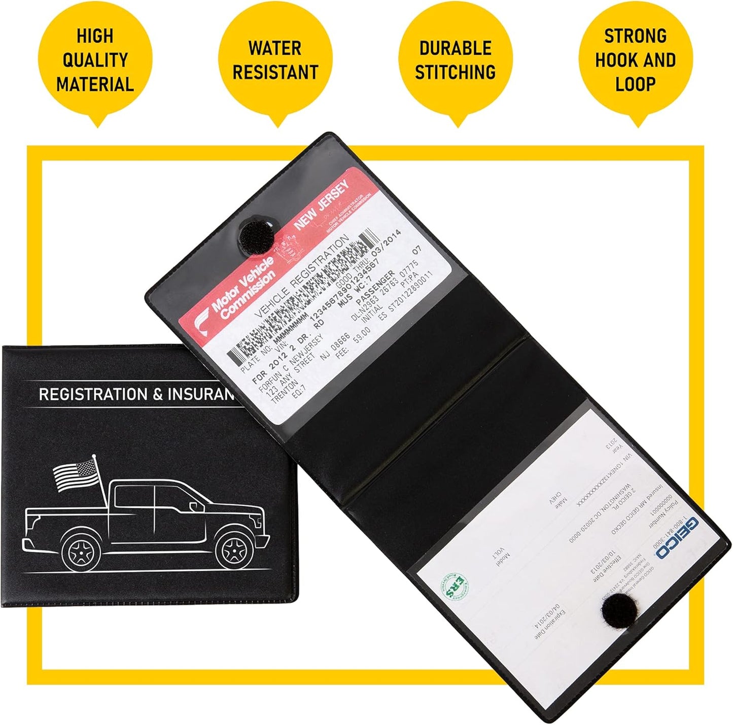 CANOPUS Car Registration and Insurance Holder, Car Document Holder, Vehicle Registration and Insurance Card Holder, Wallet for Auto, Trailer, Motorcycle, Truck, Vehicle Paperwork Organizer (2 Pack)