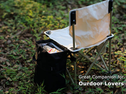 Ginsco New Leak-Proof Travel Car Trash Bag, 3.5 Gallons Large Capacity Hanging Car Trash Can with Hook and Loop Lid and Handle, Multipurpose Trash Bin with Storage Pockets for SUV RV Camping (Black)