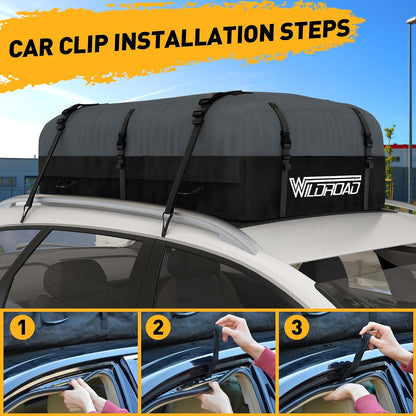 WILDROAD Car Roof Bag Rooftop Cargo Carrier, 21 Cubic Feet Waterproof Roof Luggage Cargo Carrier Bag with Anti-Slip Mat for All Cars Vehicles SUV with/Without Rack (21 Cubic Feet)