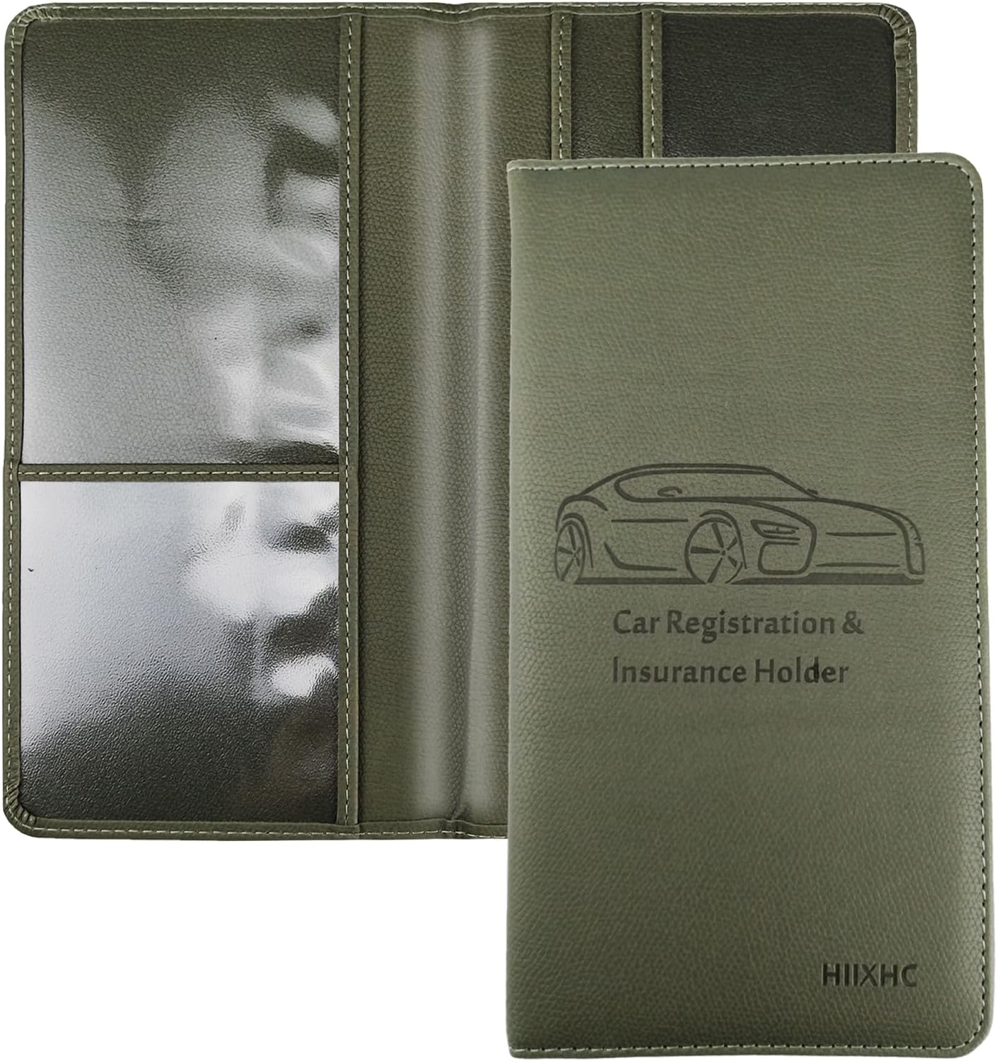 Car Registration and Insurance Card Holder - Leather Vehicle Glove Box Automobile Documents Paperwork Wallet Case Organizer for ID, Driver's License, Key, Cards - Car Accessories for Women&Men