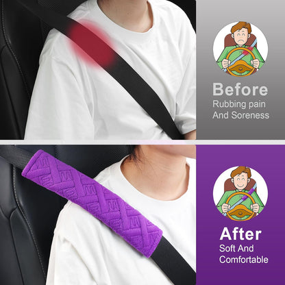 JUSTTOP 2-Pack Universal Car Seat Belt Pads Cover for A More Comfortable Driving, Seat Belt Shoulder Strap Covers Harness Pad for Car Interior Accessories(Black)