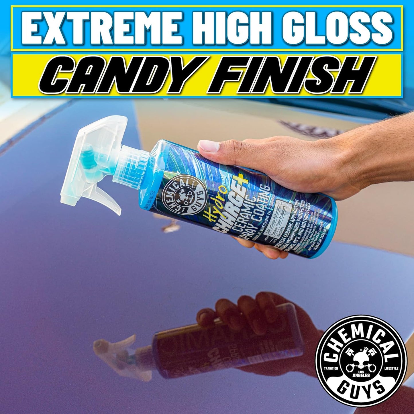 Chemical Guys Hydro Charge Ceramic Spray Coating 16 Fl Oz, with Monster Extreme Microfiber Towels (3 Pack) High Gloss Paint Protection Spray with Thick Plush Towels for Car Wash Drying and Detailing