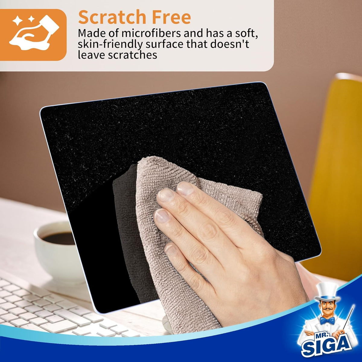 MR.SIGA Microfiber Cleaning Cloth, All-Purpose Microfiber Towels, Streak Free Cleaning Rags, Pack of 12, Grey, Size 32 x 32 cm(12.6 x 12.6 inch)