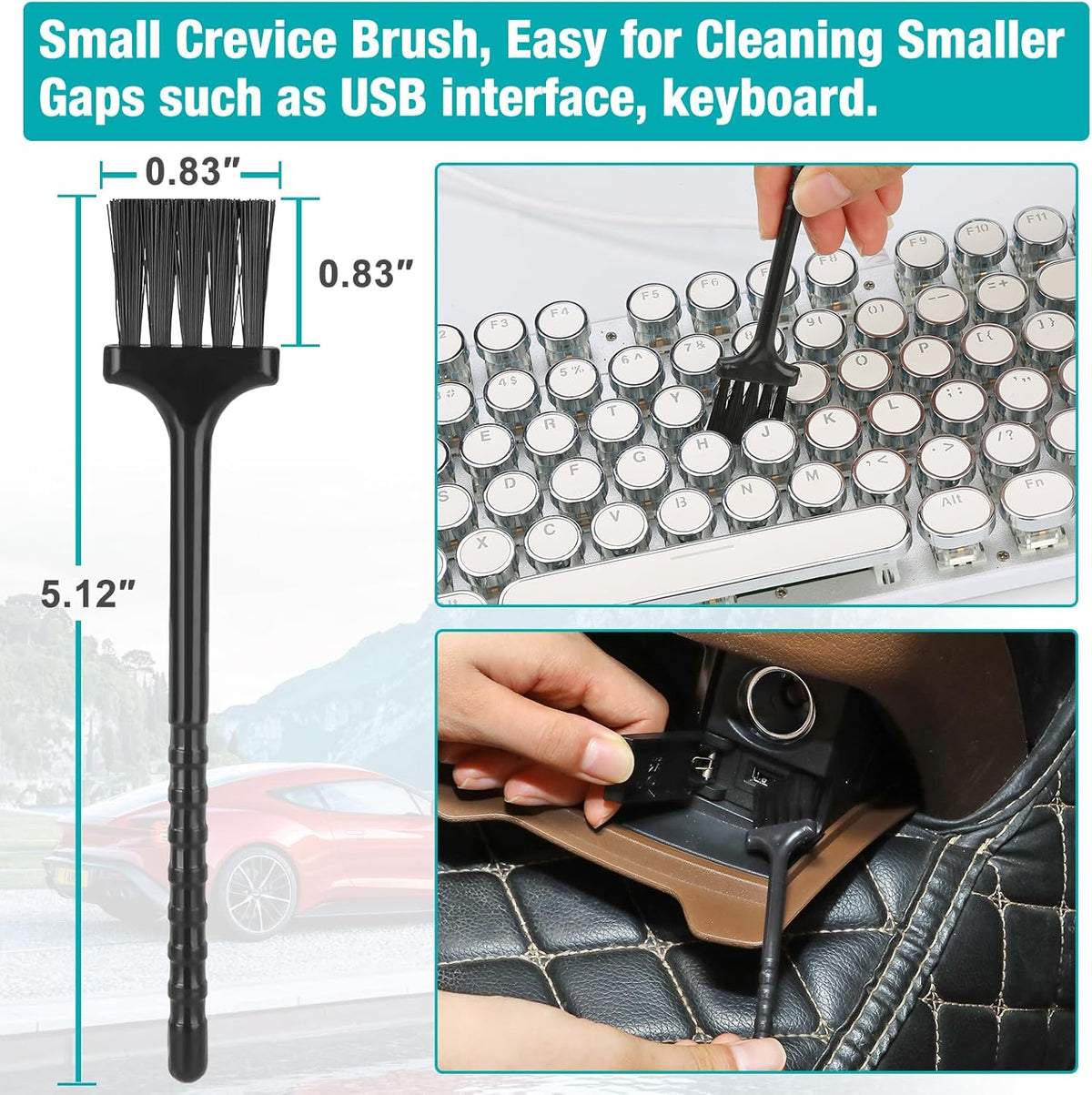 Luscinum Car Interior Duster Detailing Cleaning Gel Brushes Kit, Soft Dust Detail Crevice Brush Slime Putty Cleaner Accessories Tools for Dashboard,Air Vent,Panel,Leather