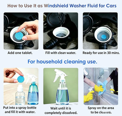 Couleurs Car Windshield Washer Tablets, Washer Fluid Tablets Glass Cleaner Concentrate Windshield Wiper Fluid Car Windshield Cleaner Automotive Glass Cleaner, 200 Pieces, 250 Pieces