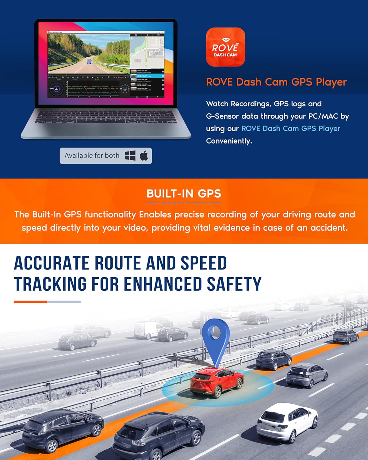 ROVE R2-4K Dash Cam, 4K UHD 2160P Car Camera with 8MP CMOS Sensor, Built-in WiFi 6 and GPS, Dash Camera For Cars with 2.4" Screen, Super Night Vision, 150" Wide Angle, Parking Mode, Supports 512GB Max