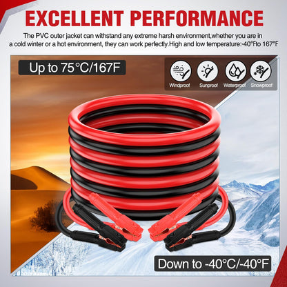 Nilight Jumper Cables for Car Battery 8 Gauge 12 FT Booster Cable Heavy Duty 250 A CCA with Carrying Bag Jump Start Emergency Kit Pickup Vans SUV Sedan Motorcycle