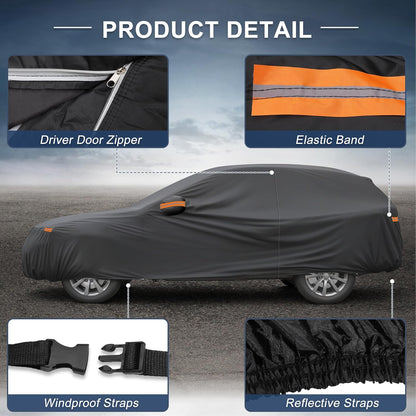 X AUTOHAUX Car Cover for Honda Civic Sedan/Coupe 210D-PU Outdoor Full Car Cover All Weather with Door Zipper for Waterproof Windproof Sun Rain Snow Protection