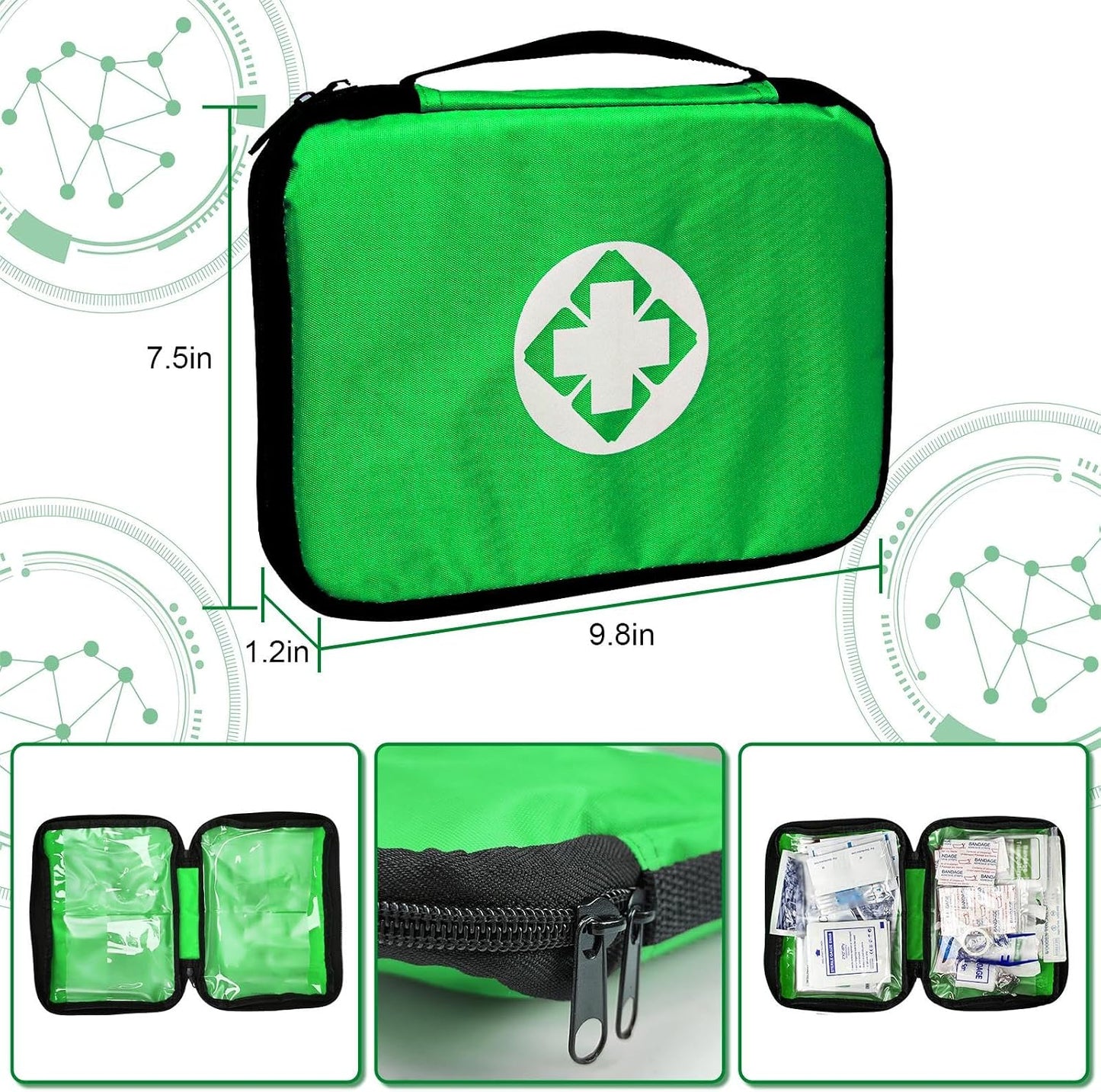 Travel-First Aid-Kit Car-Home 300PCS Survival-Kit Outdoor-Adventure - Small Portable Red Emergency Essential Sets Office Hiking Camping Business Public Must Have First Aid Gear Equipment 1st Aid