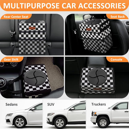 Vankor Car Trash Can Bin with Lid Hanging for Back Seat, Car Accessories for Women Men Leak Proof Automotive Garbage Cans Leakproof Vehicle Trash Can for Truck SUV Black