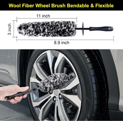 BABYSHEEP Car Tire Shine Applicator,Large Vegan Tire Shine Brush - Automotive Tire Dressing Applicator Brush with Storage Stand for Tire Detailing & Car Wash Kit, Black, 3.6 Inch Length (Black)