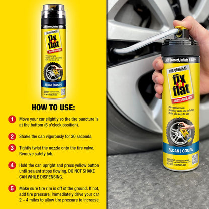 Fix-A-Flat S60420 Aerosol Emergency Flat Tire Repair and Inflator, for Standard Tires, Eco-Friendly Formula, Universal Fit for All Cars, 16 oz. (Pack of 1)